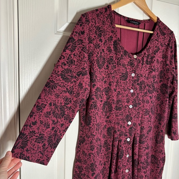 Chadwicks Midi Dress Medium Button Down Dark Romantic Burgundy Prairie Pocket - Picture 5 of 10